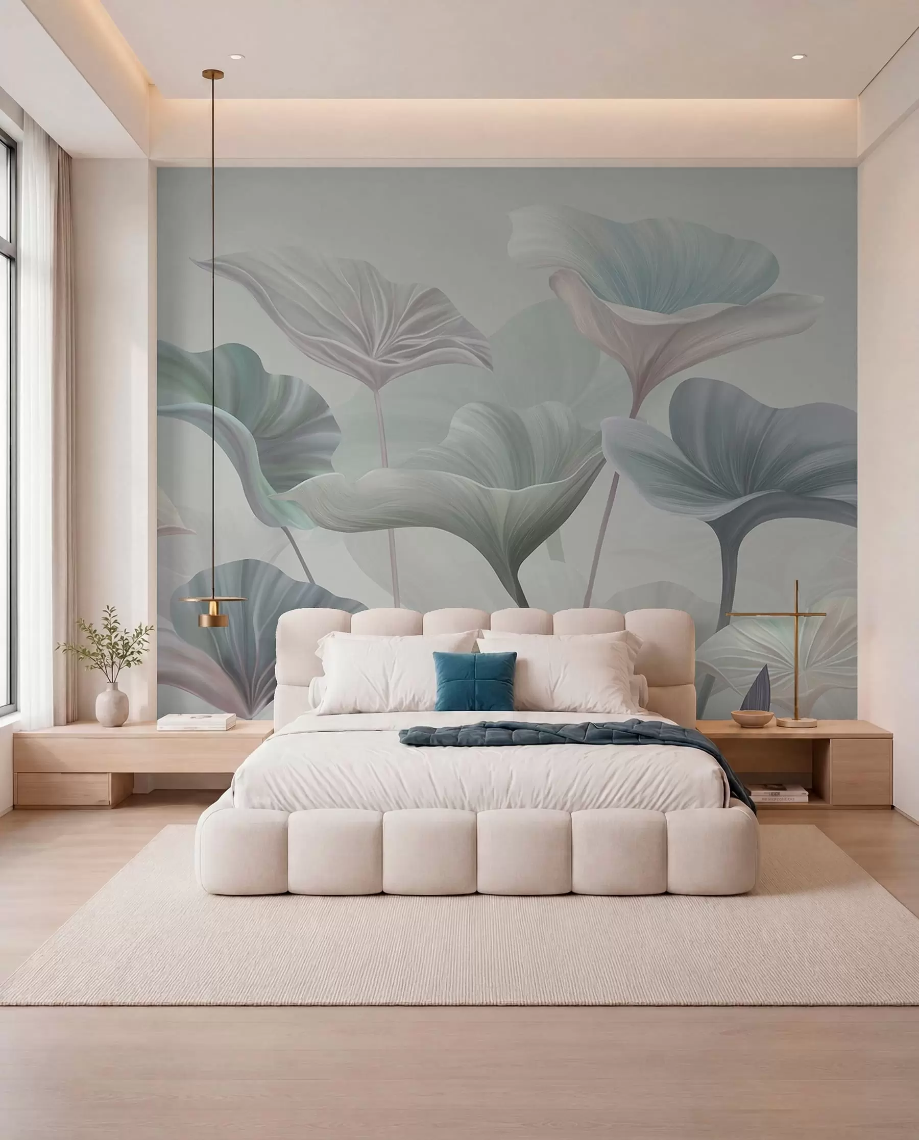 wall murals Blue Leaves Unfurling w00385v2