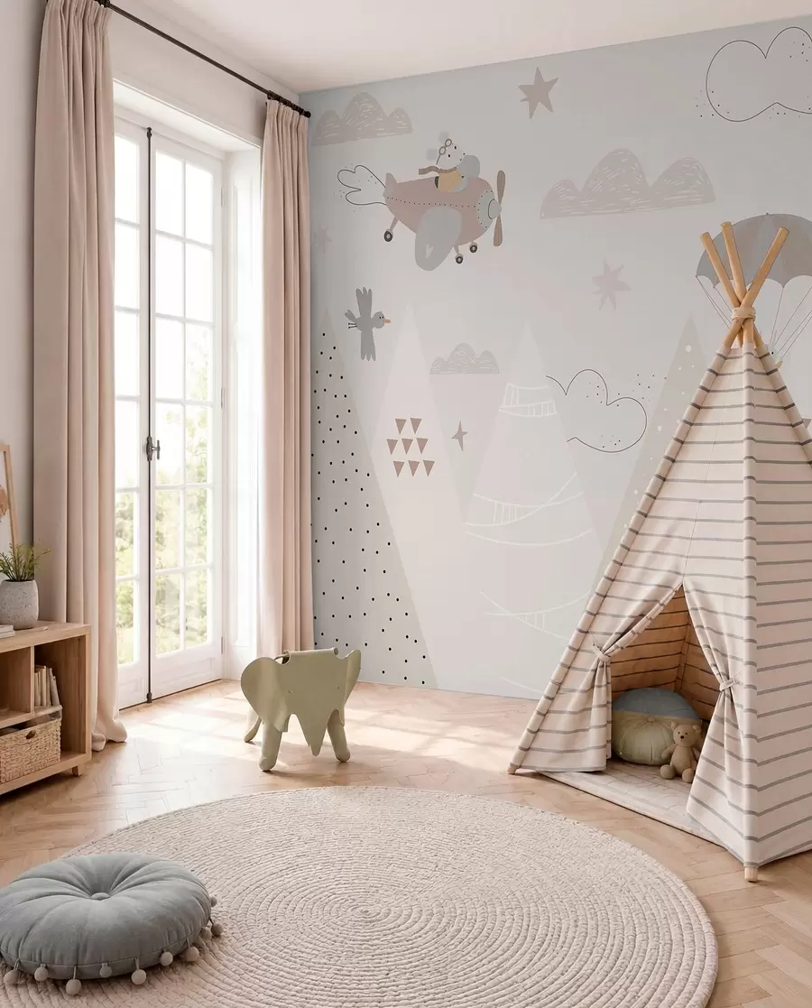 wall murals Little Flights over Hills w00414