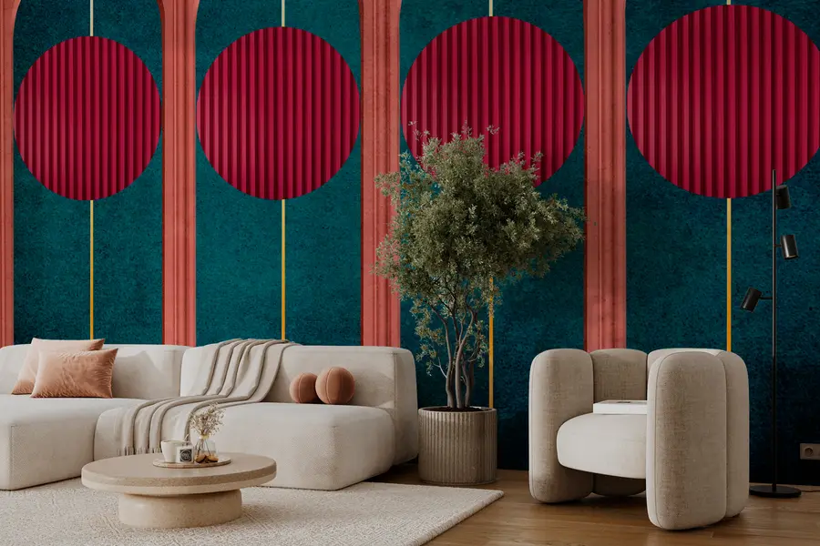 wall murals Decor arch in modern style minimalism, textured elements w00388