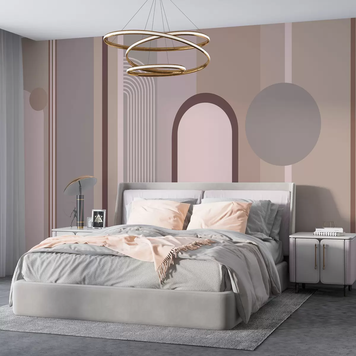 wall murals Geometric wallpaper in soft colours w00466v2