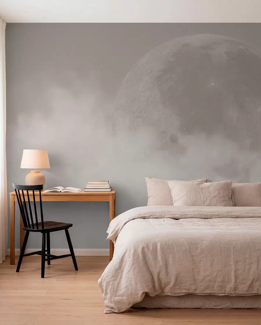 wall murals Big moon among the clouds of beige color loft style w00548