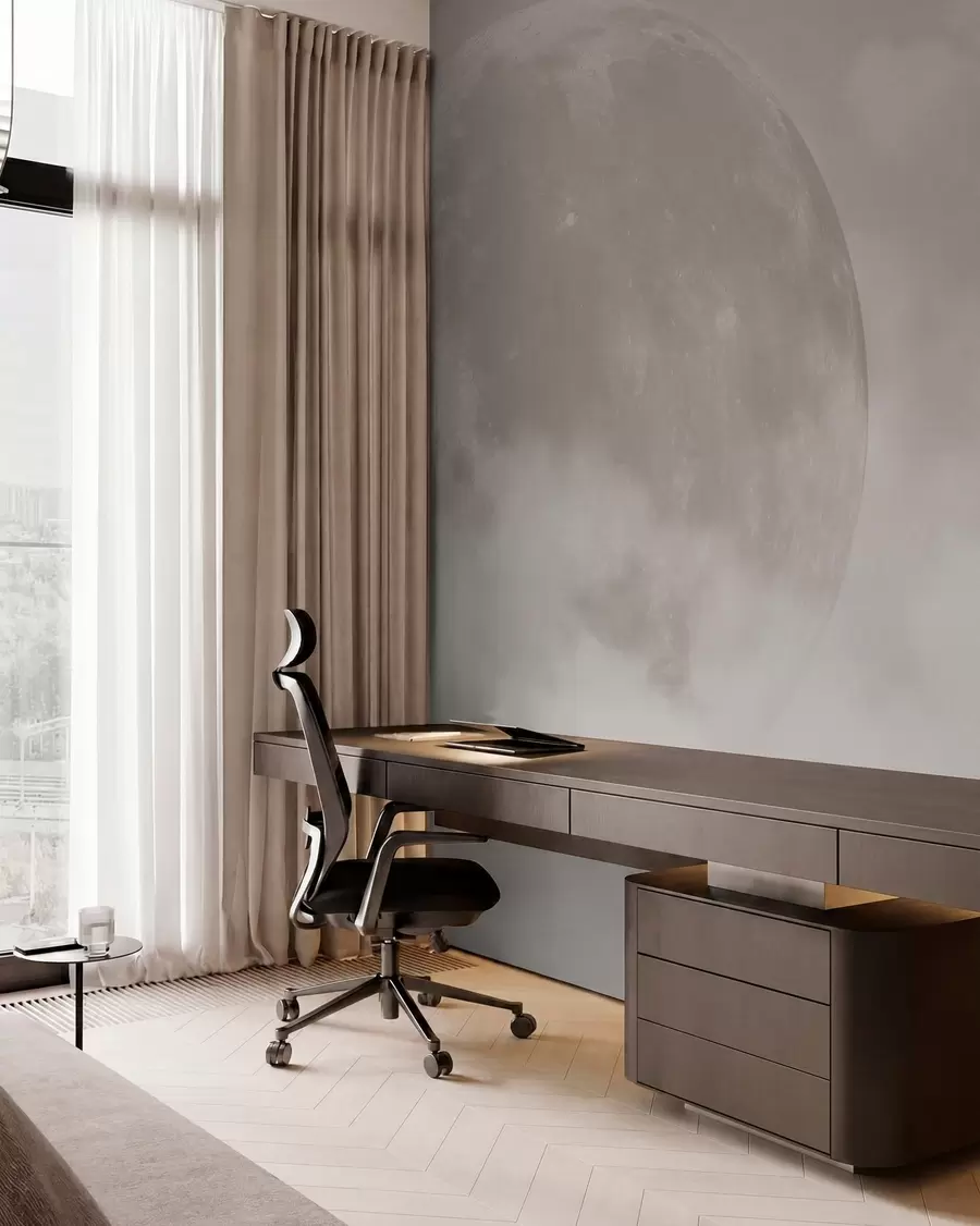 wall murals Big moon among the clouds of beige color loft style w00548