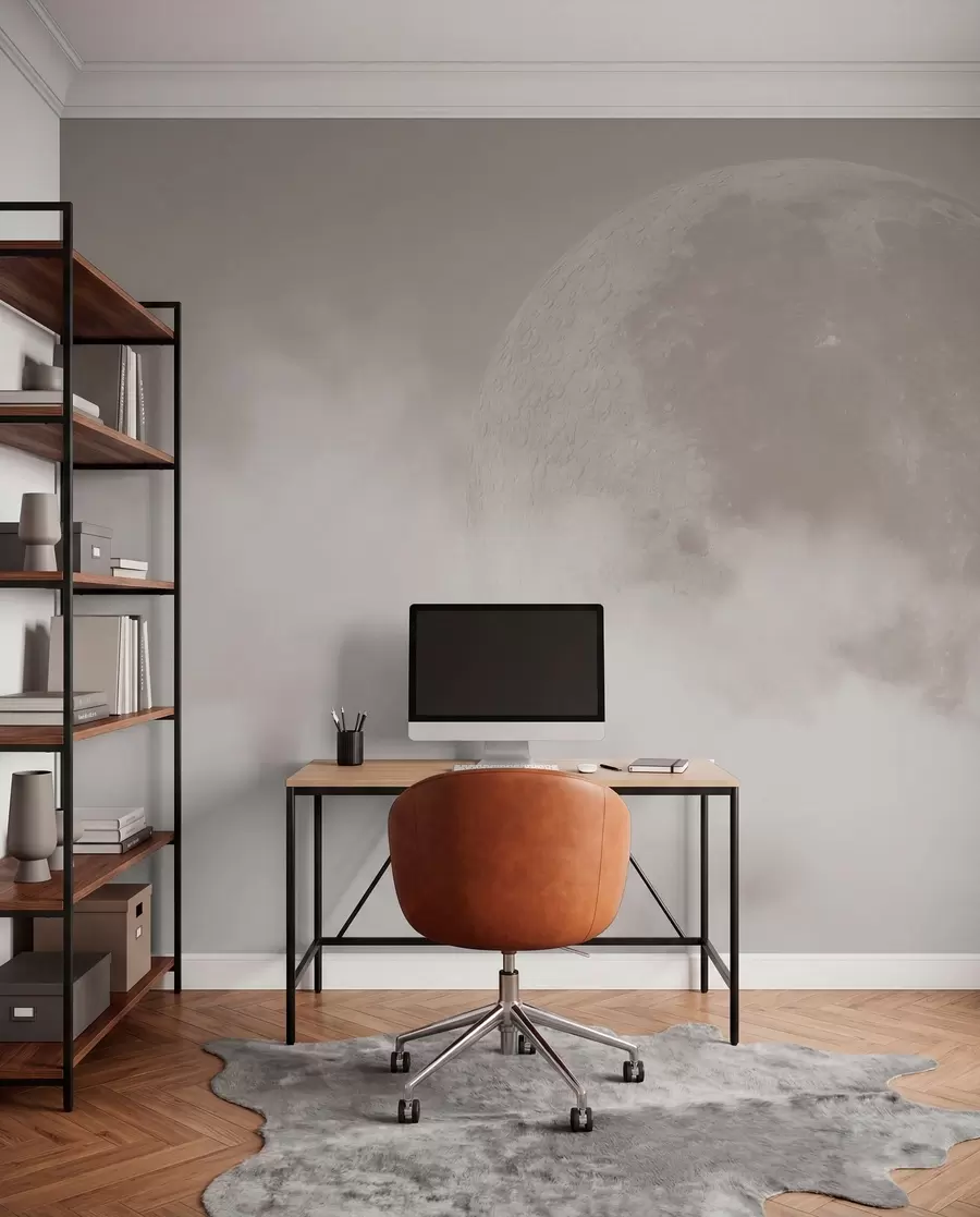 wall murals Big moon among the clouds of beige color loft style w00548