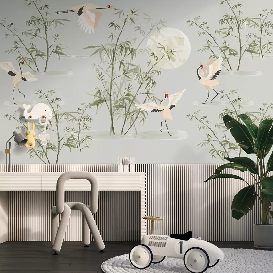 wall murals Japanese style with bamboo w00520