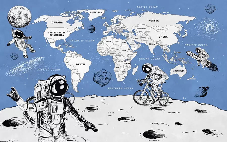 wall murals World map of countries in space style w00473v1