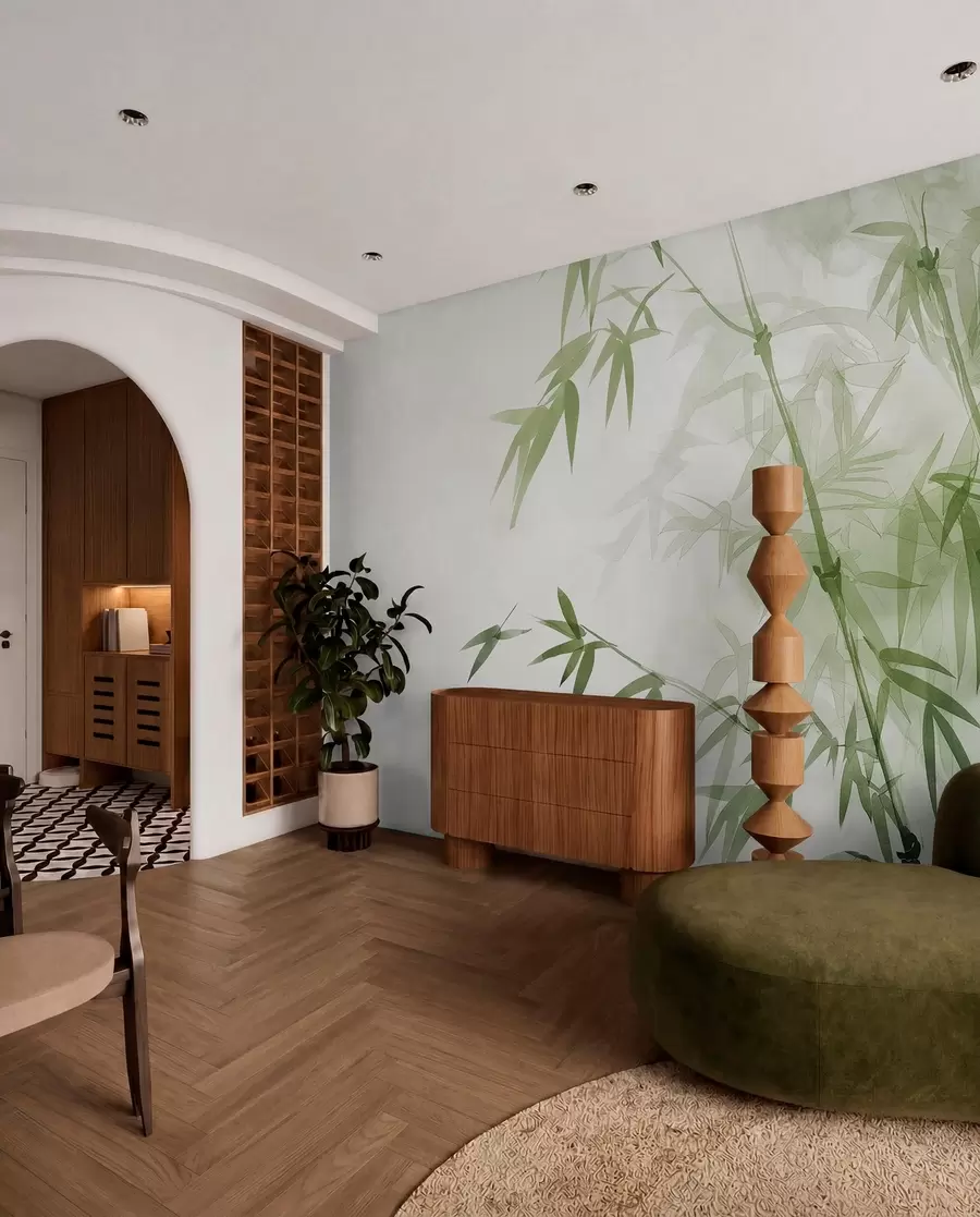 wall murals Branches with leaves watercolor w00687