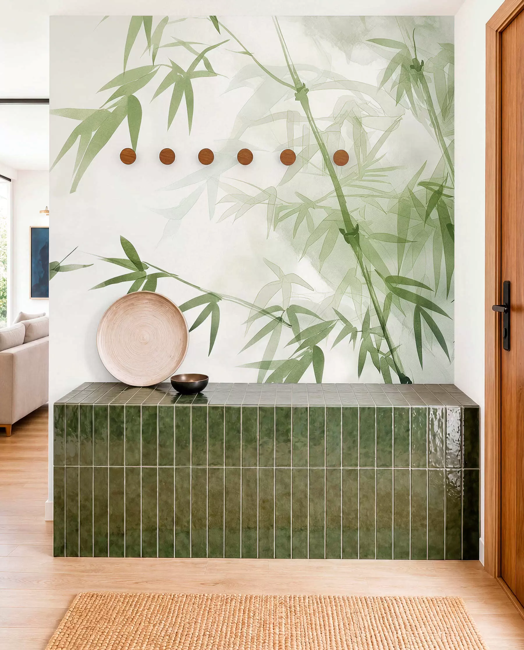 wall murals Branches with leaves watercolor w00687