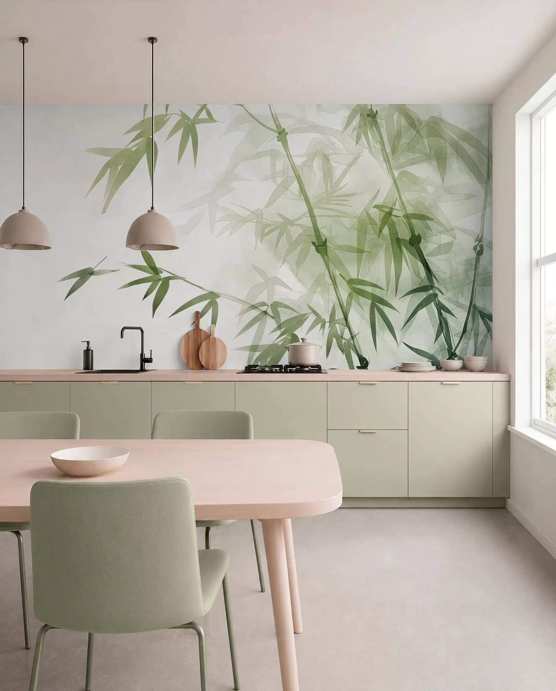 wall murals Branches with leaves watercolor w00687