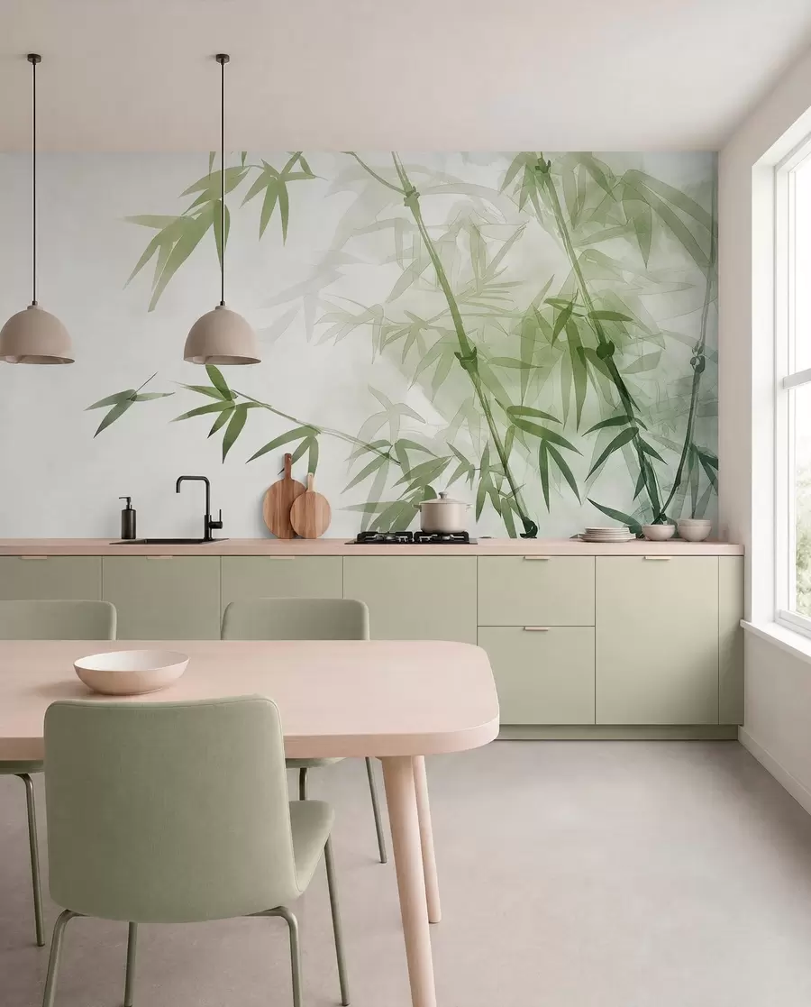 wall murals Branches with leaves watercolor w00687