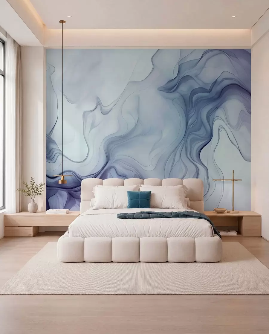 wall murals Colored abstract waves on a light background w01185v1