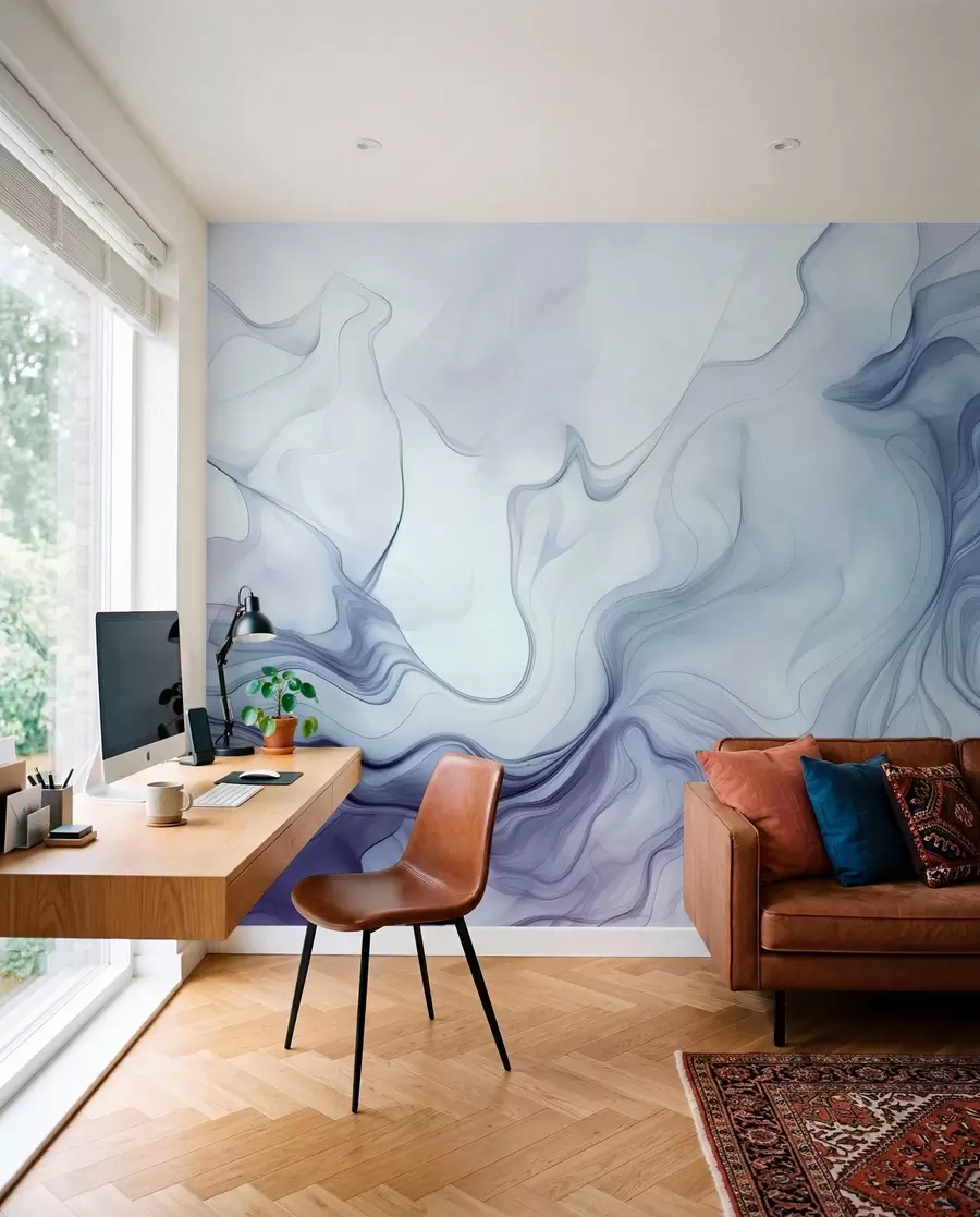 wall murals Colored abstract waves on a light background w01185v1