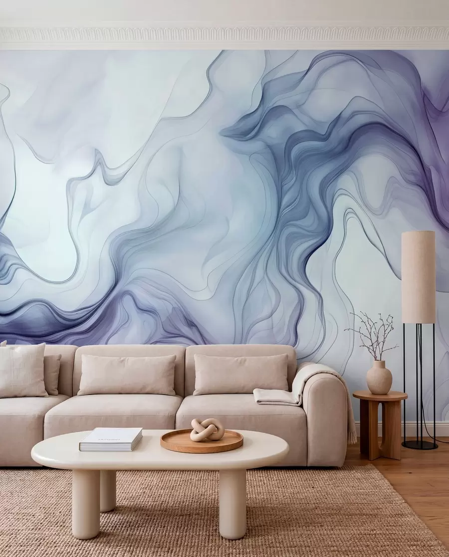 wall murals Colored abstract waves on a light background w01185v1