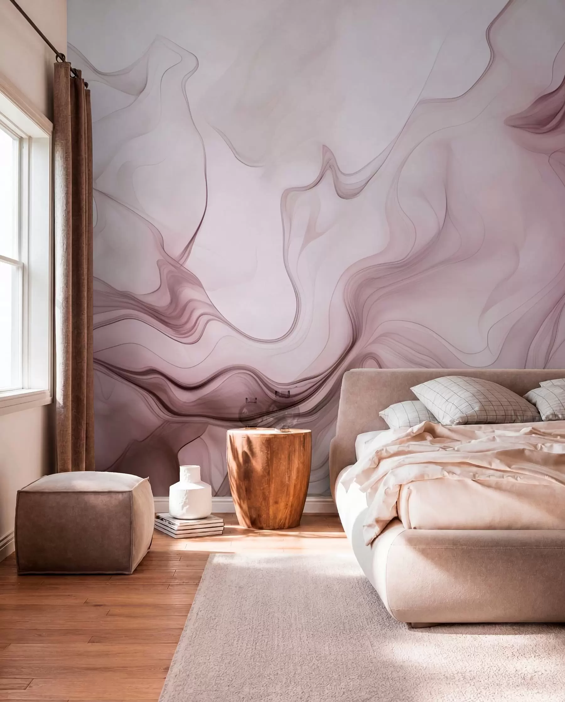 wall murals Pastel abstract waves on a light background w01185v2