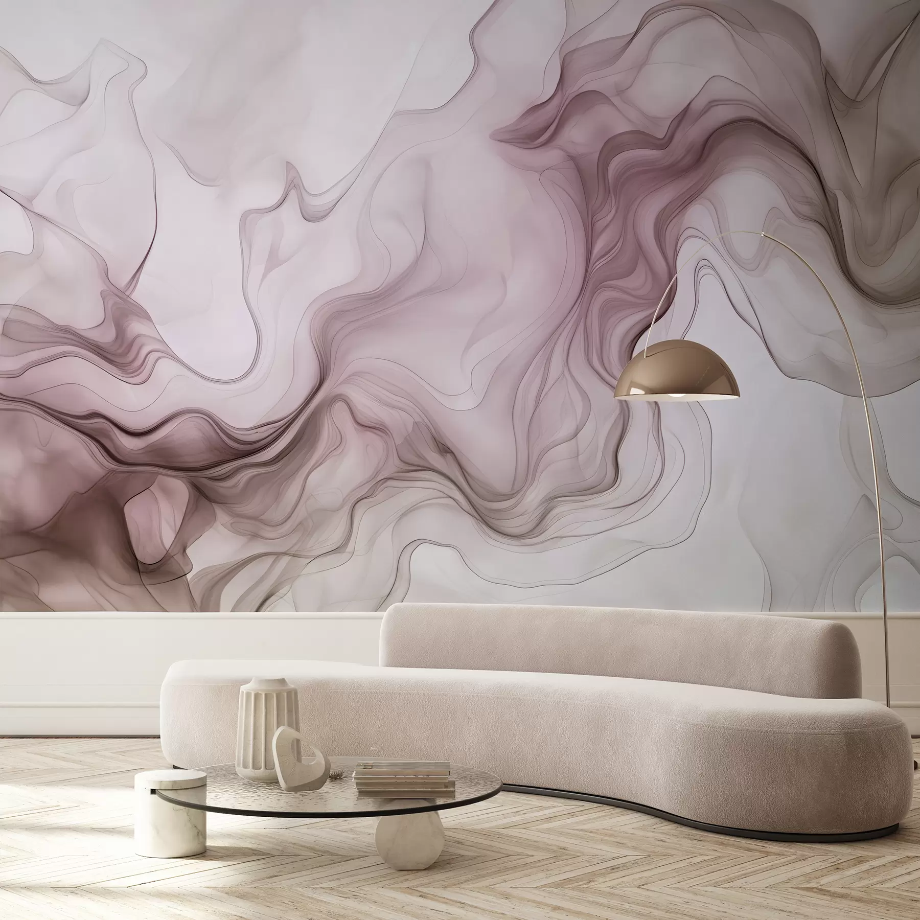 wall murals Pastel abstract waves on a light background w01185v2