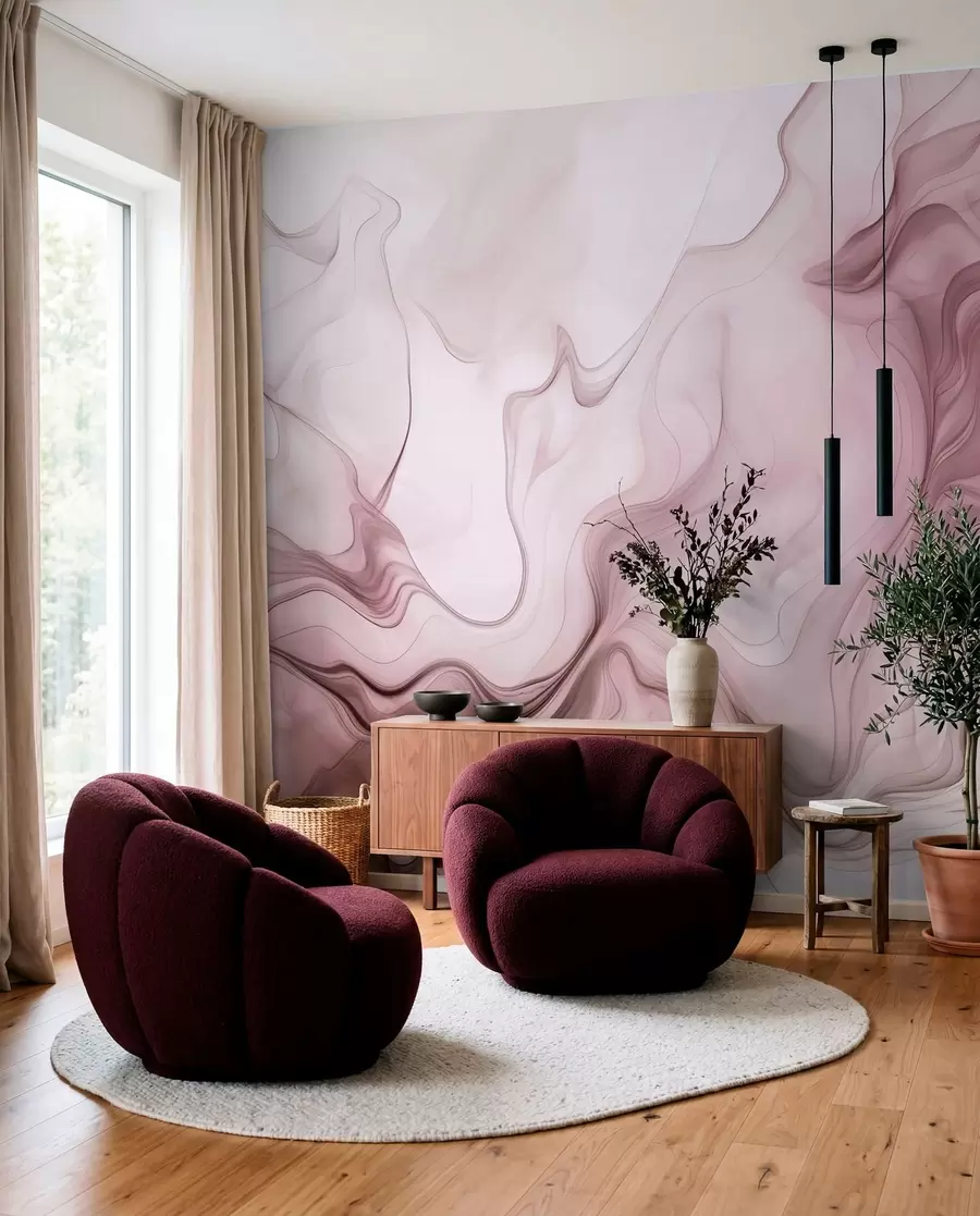 wall murals Pastel abstract waves on a light background w01185v2