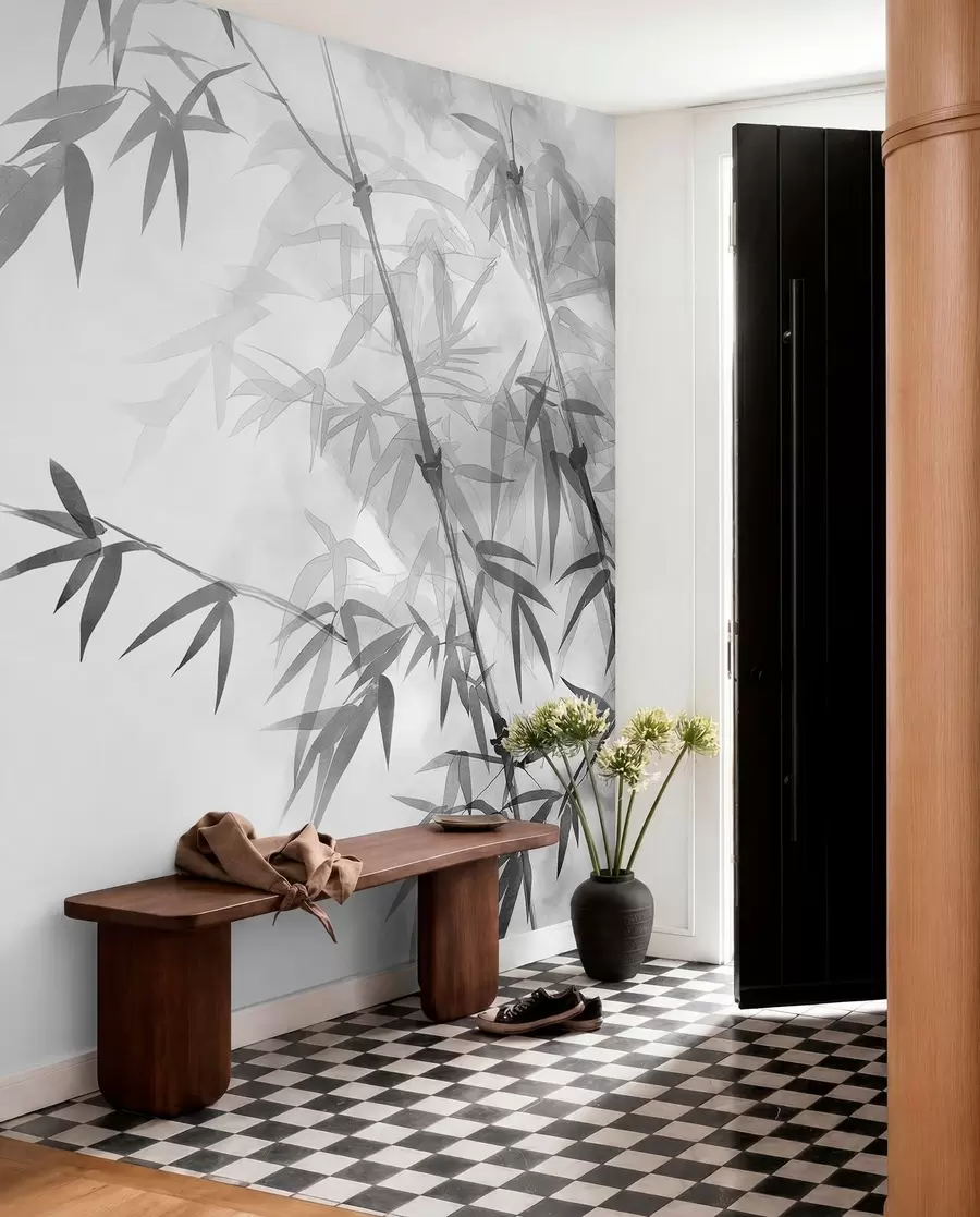 wall murals Branches with leaves watercolor w00687v1