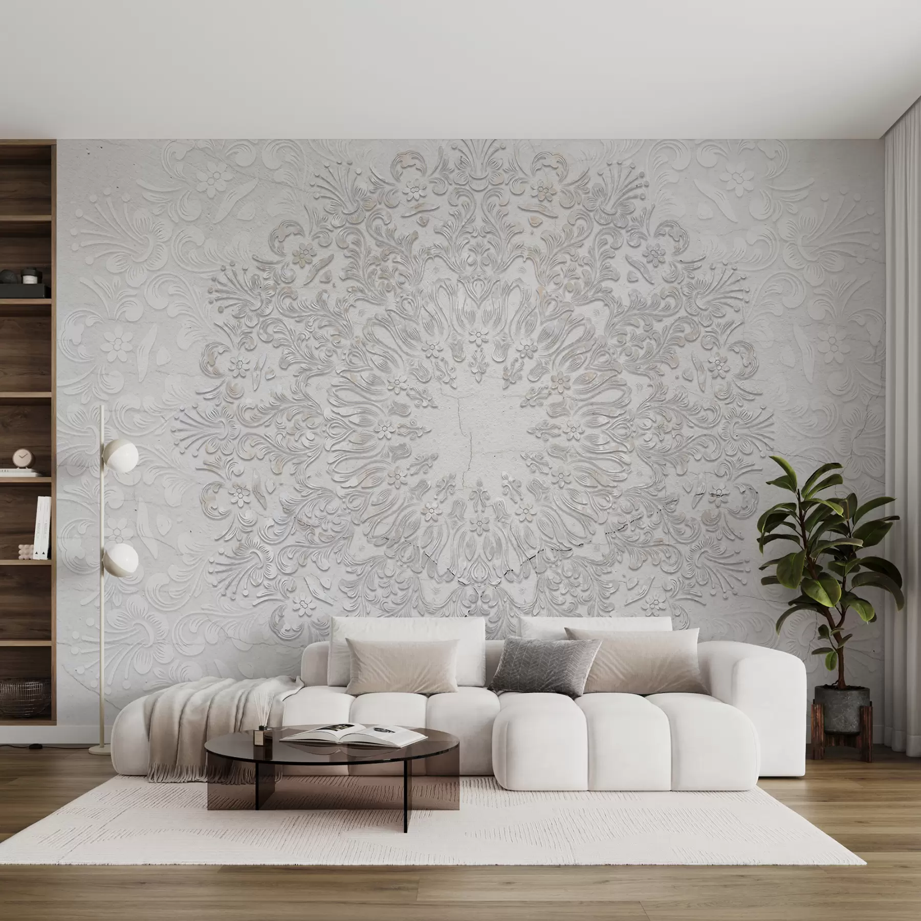 wall murals A highly detailed mandala print creating a beautiful and delicate lace design w01249
