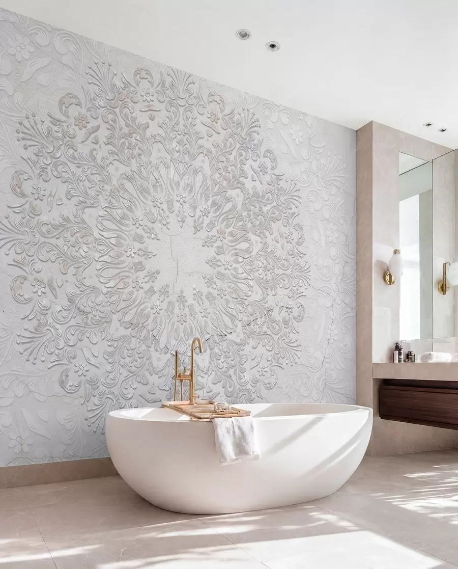 wall murals A highly detailed mandala print creating a beautiful and delicate lace design w01249