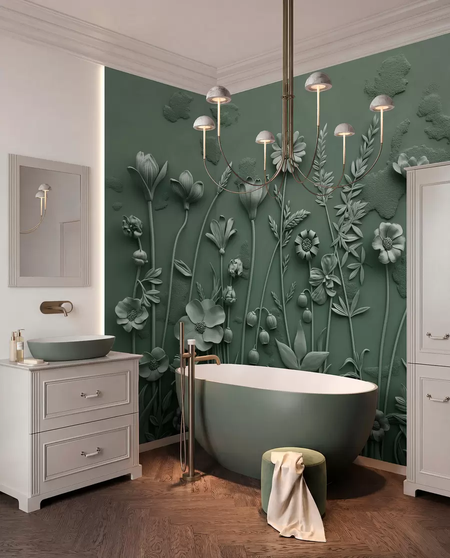 wall murals Field 3D flowers w07869v2