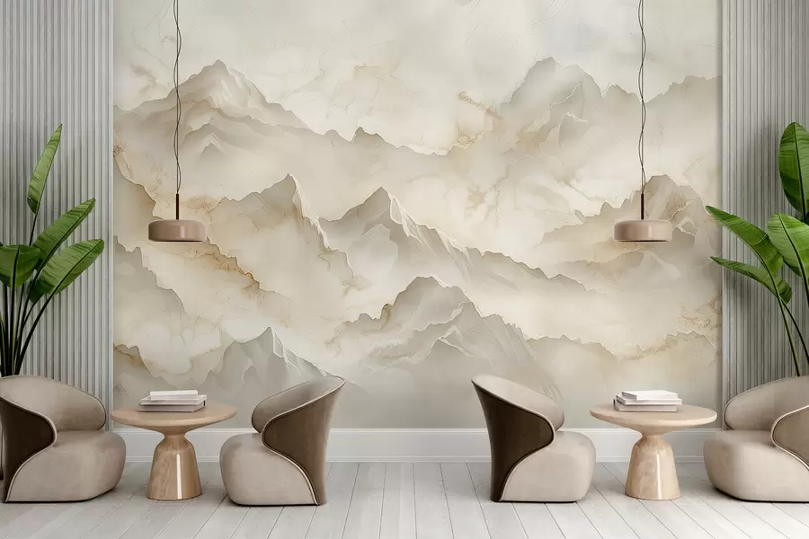 wall murals Mountainous landscape with abundant rocks in the mellow onyx style w01279