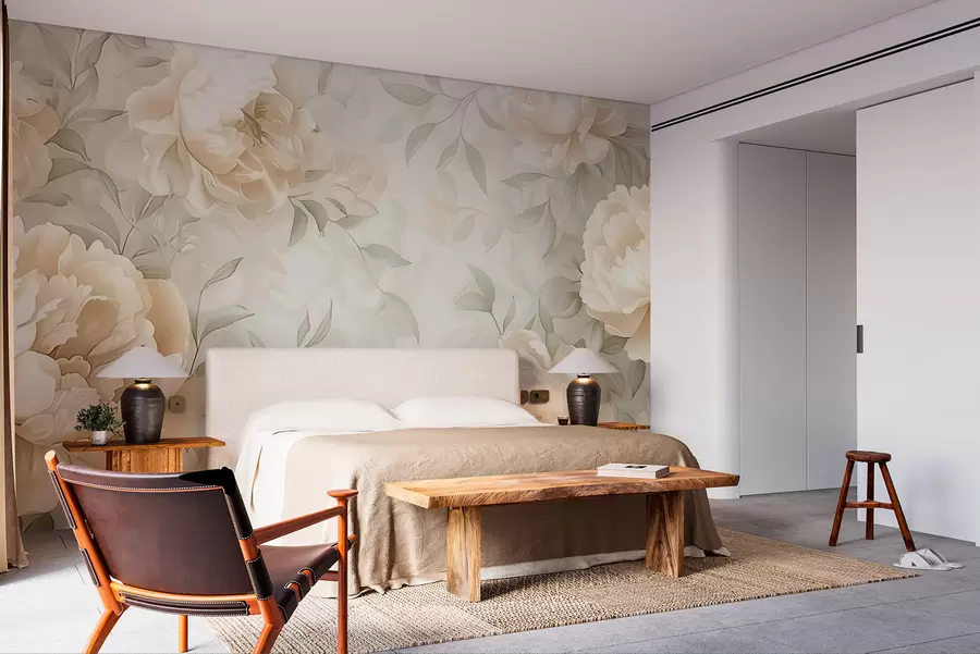 wall murals Peonies in pale and delicate colours w07892