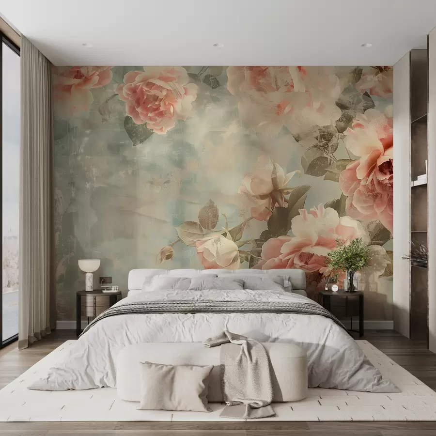 wall murals Smoky background with delicate flowers w07941