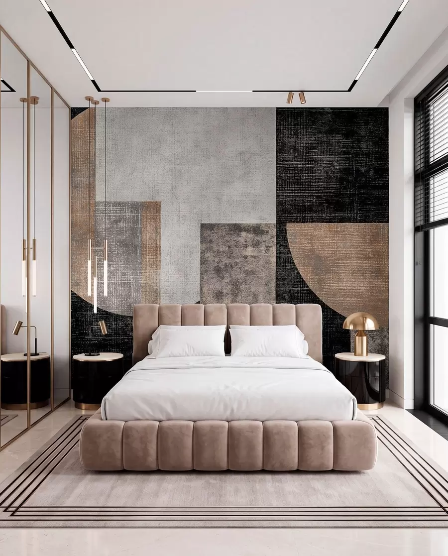 wall murals Modern textured abstraction in black and orange colors w07878