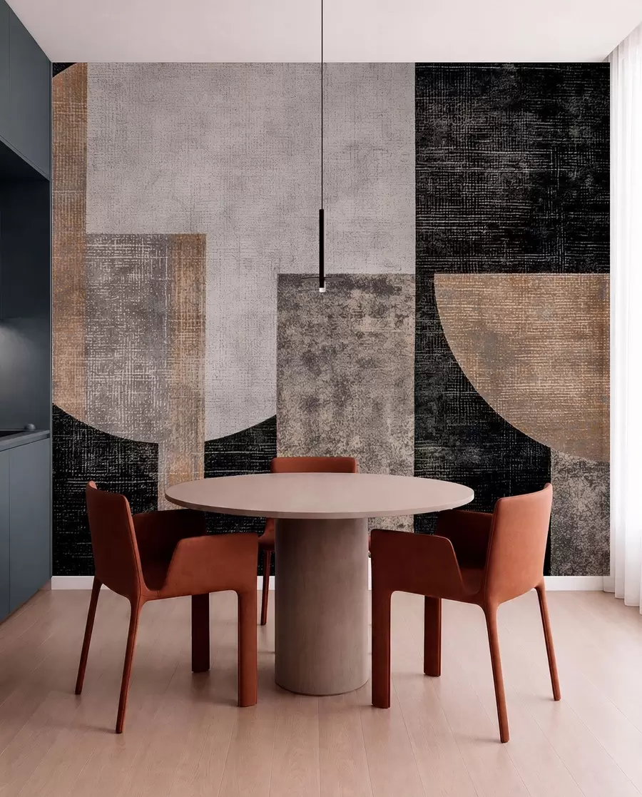 wall murals Modern textured abstraction in black and orange colors w07878