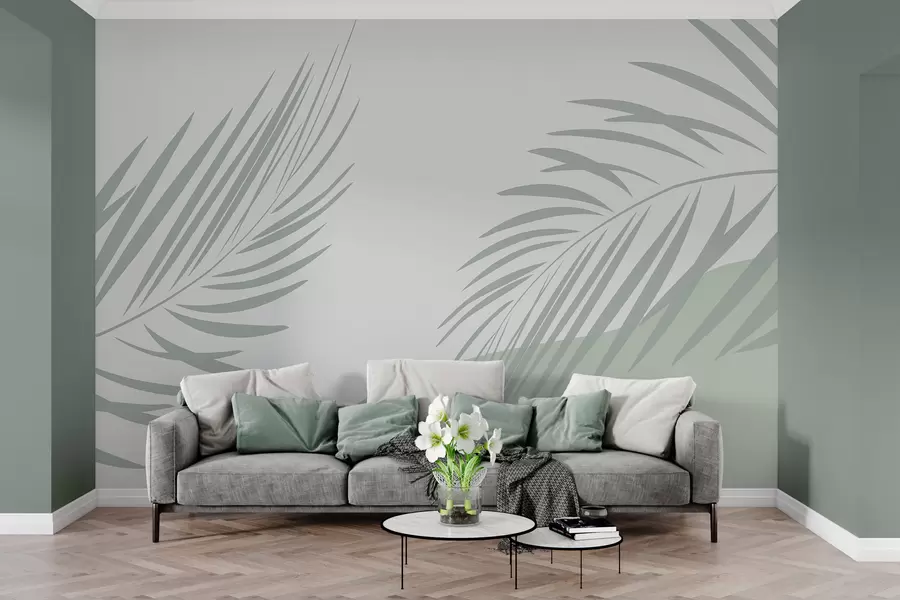 wall murals Tropical leaves on a light background w08016
