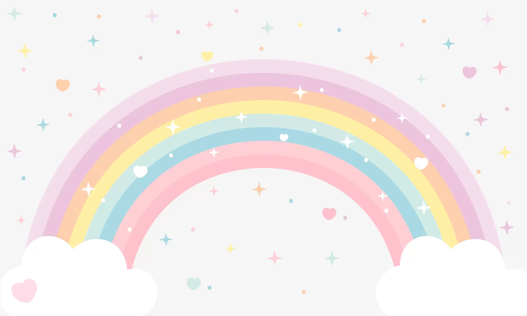 wall murals Colorful rainbow with stars and hearts scandinavian style w08109