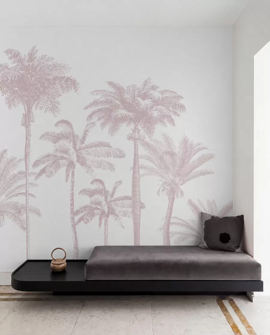 wall murals Tropical palm trees oasis minimal pink color w08111v1