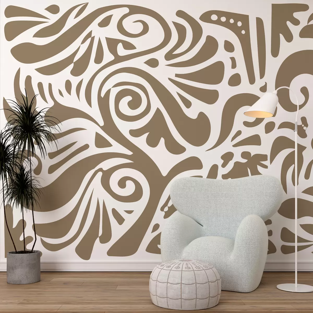wall murals sand abstract art wallpaper large floral patterns in boho style w08139