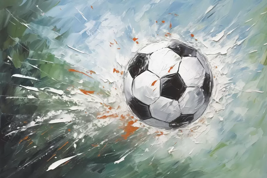 wall murals Soccer ball flying oil painting abstract art w08117