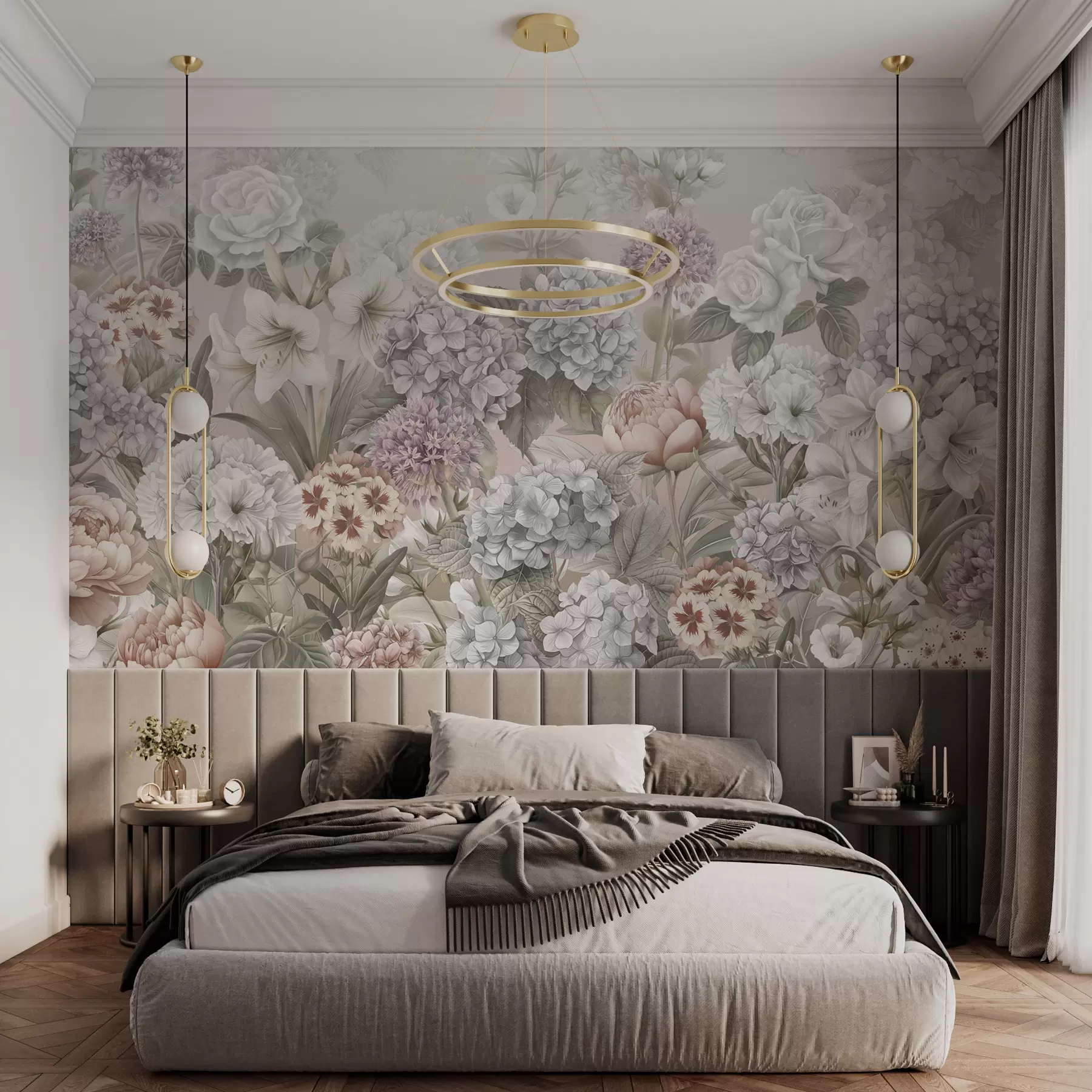 wall murals Magical summer garden in pastel colors w08140