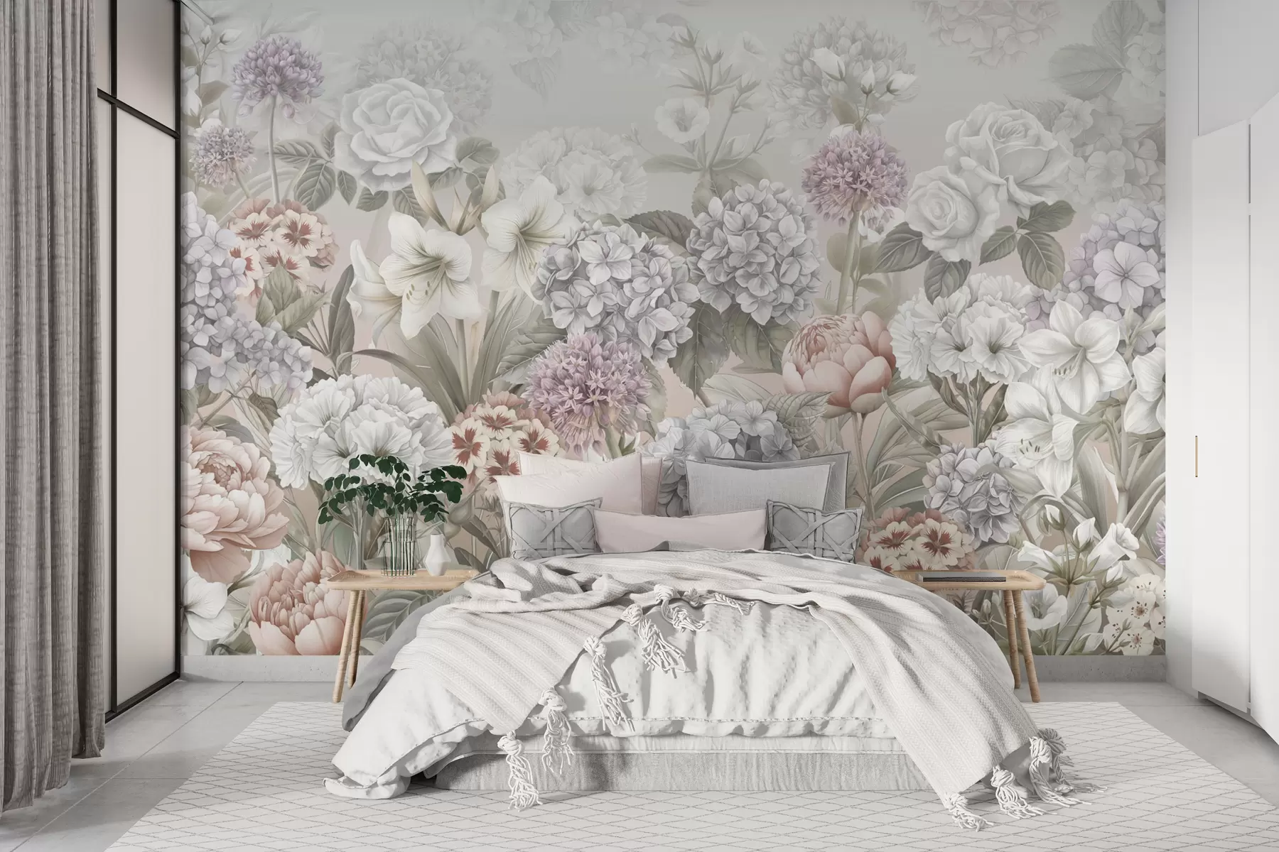wall murals Magical summer garden in pastel colors w08140