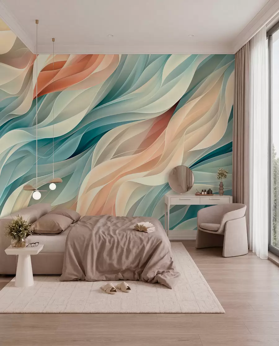 wall murals Mesmerizing abstract design with soft pastel waves w01335