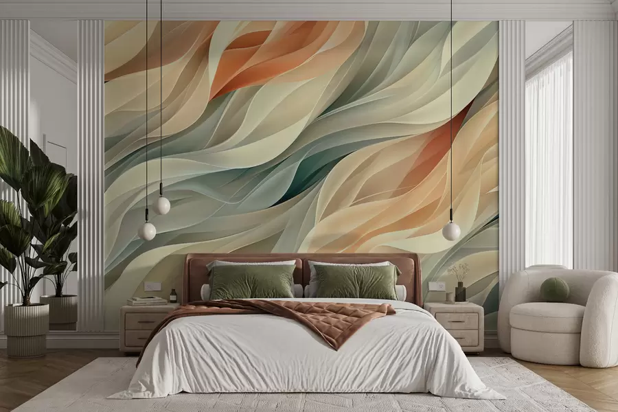 wall murals Mesmerizing abstract design with soft pastel waves in warm colors w01335v1
