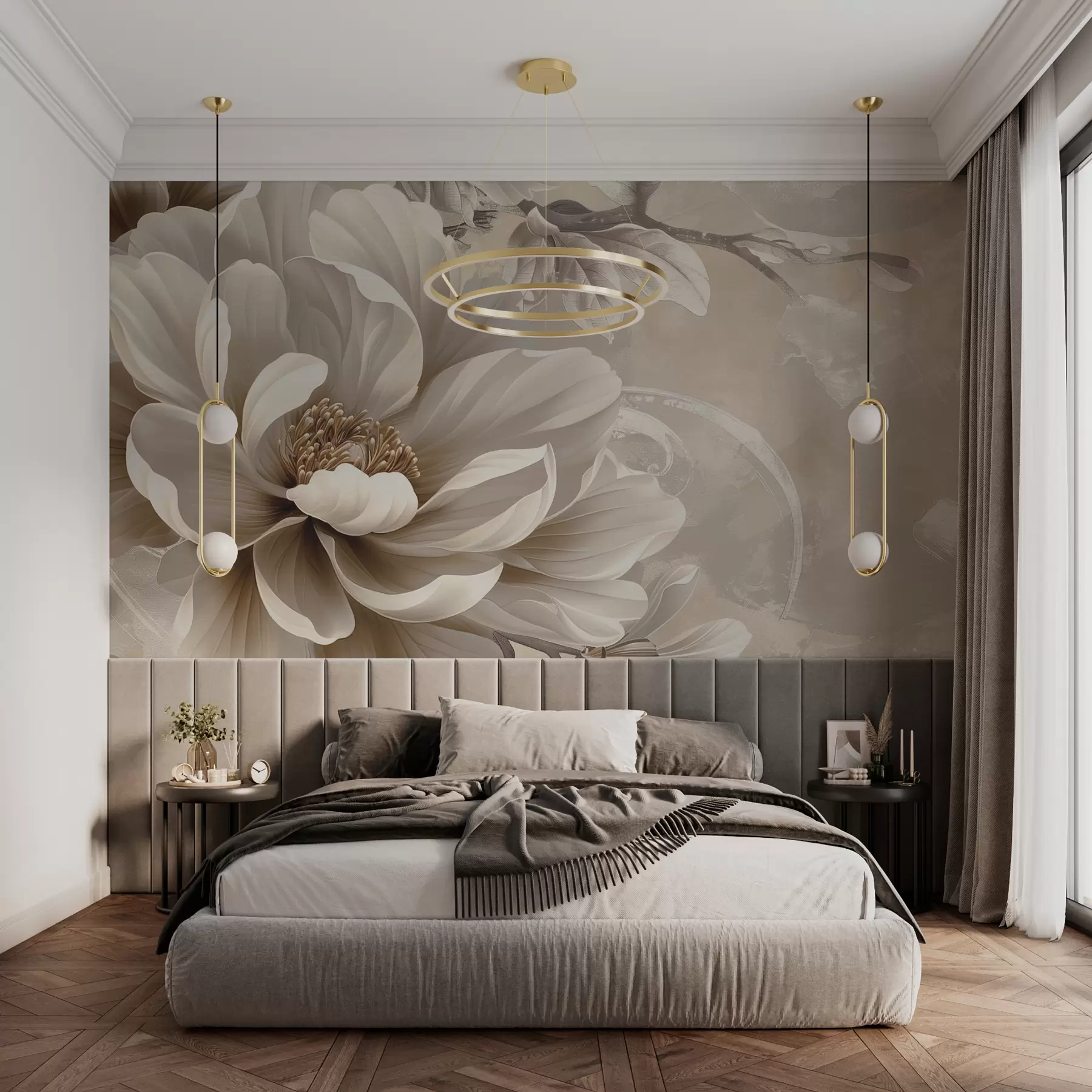 wall murals Large blackberry flower on the grunge wall w08181v2