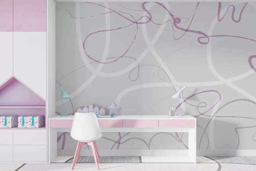 wall murals Abstract purple lines on a gray background w01455v2
