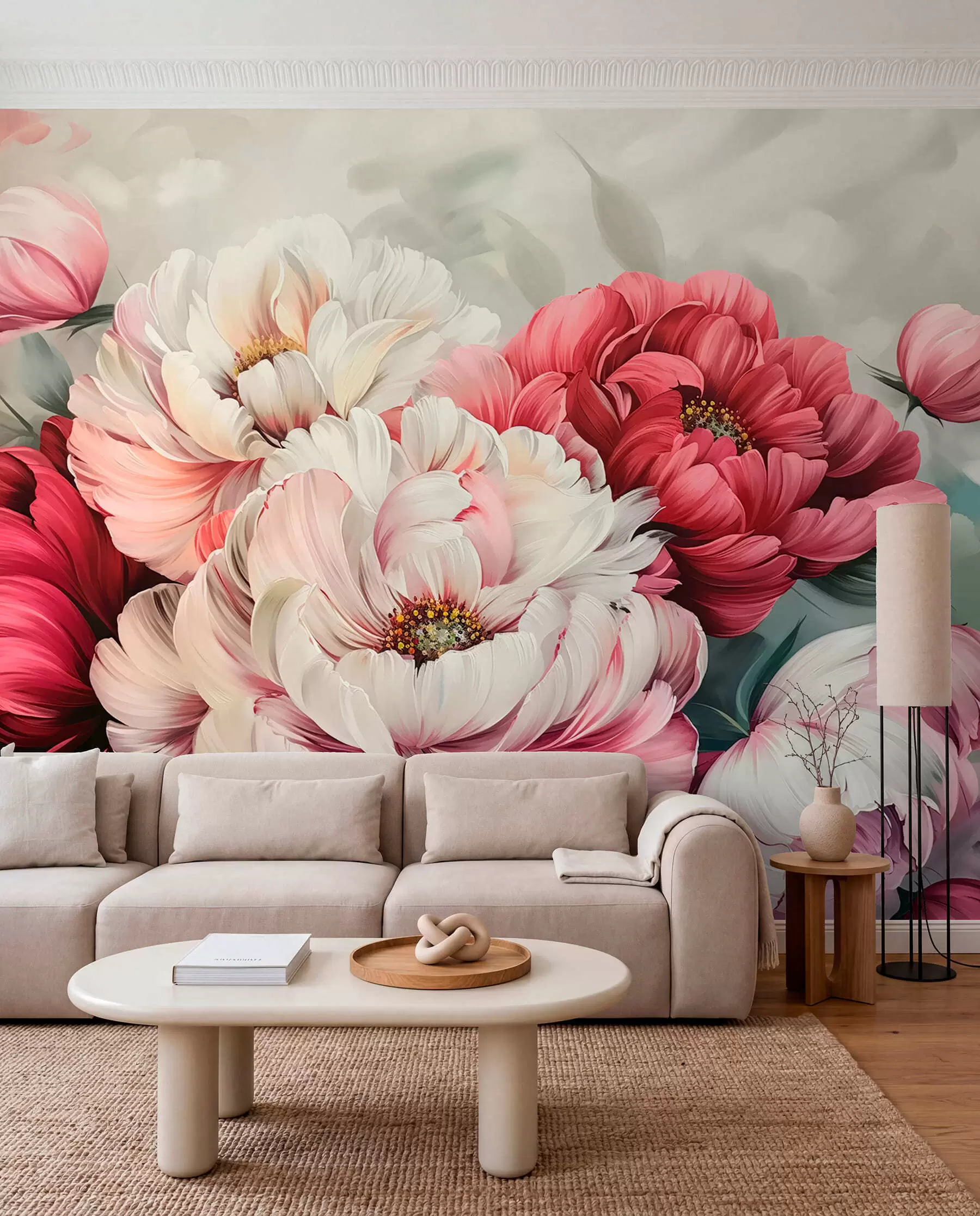 wall murals A large bouquet of peonies w01038