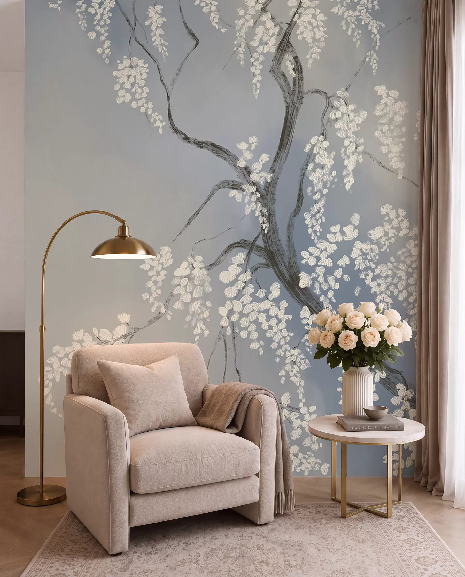 wall murals Quiet Bloom · Blue w08243v1