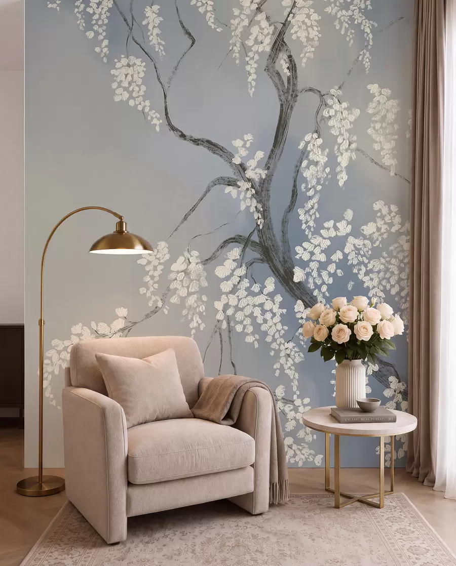 wall murals Quiet Bloom · Blue w08243v1