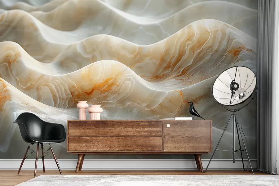 wall murals Waves of marble in beige colors w01488