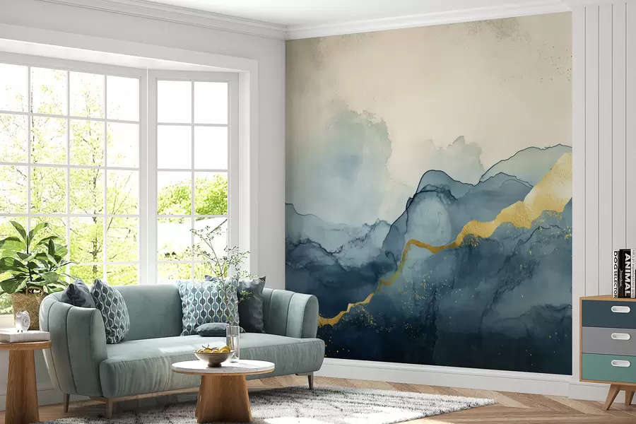 wall murals Vintage emerald watercolor composition w01362