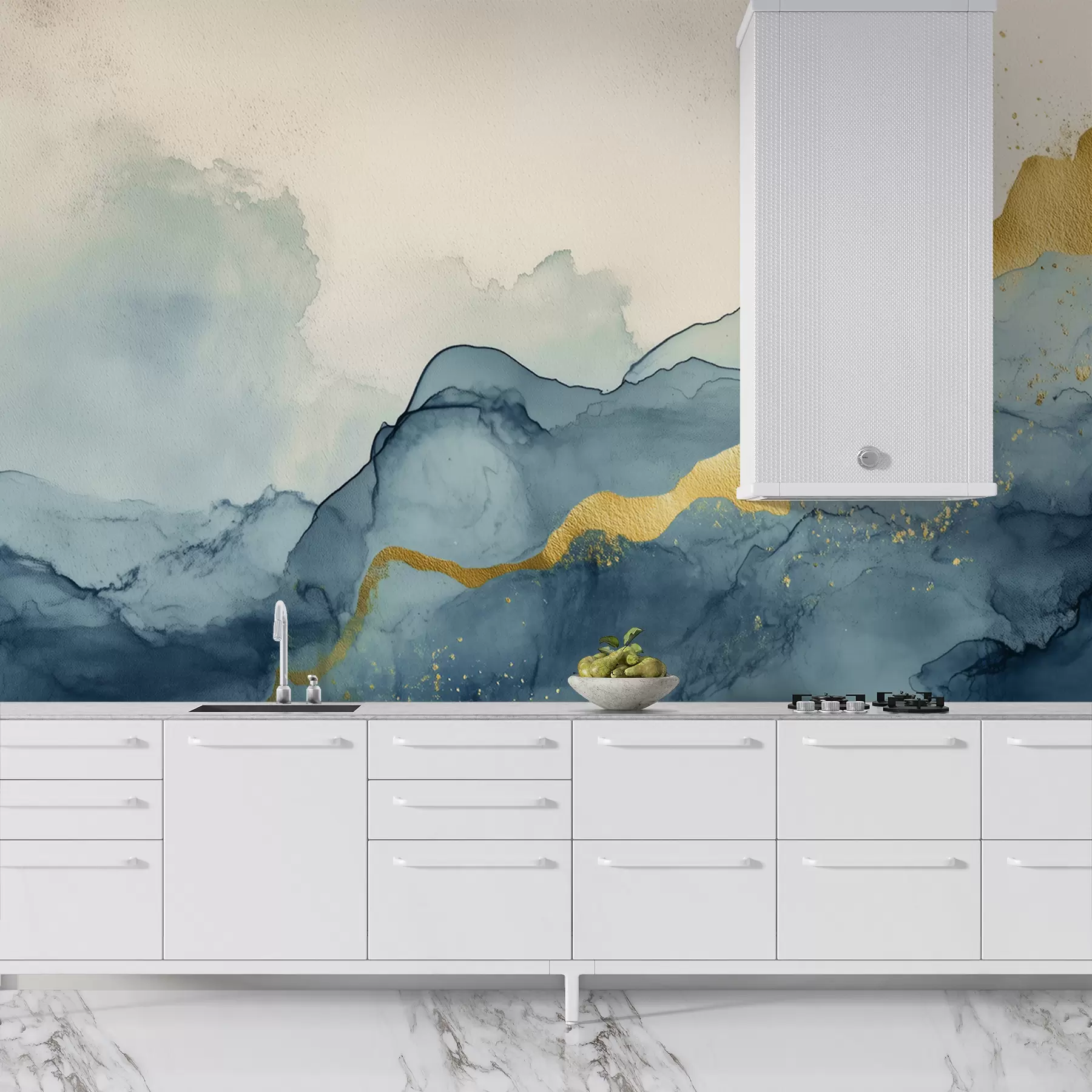 wall murals Vintage emerald watercolor composition w01362