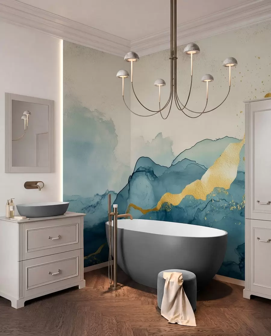 wall murals Vintage emerald watercolor composition w01362