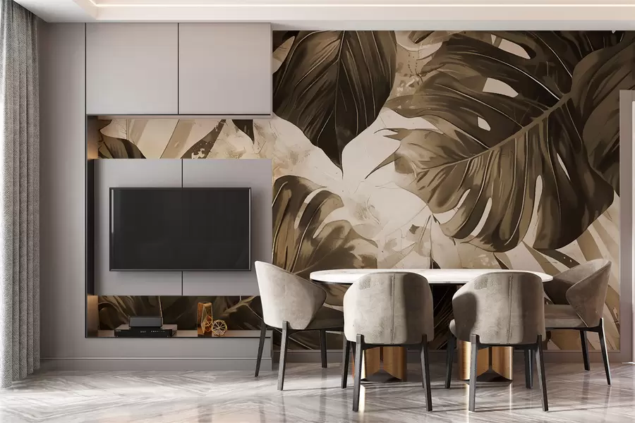 wall murals Large leaves w00999v2