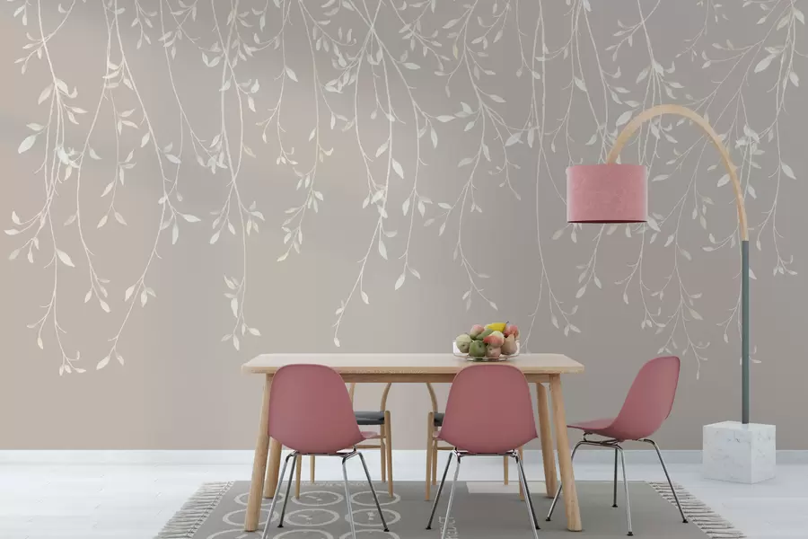 wall murals Hanging branches on a pastel background w01522