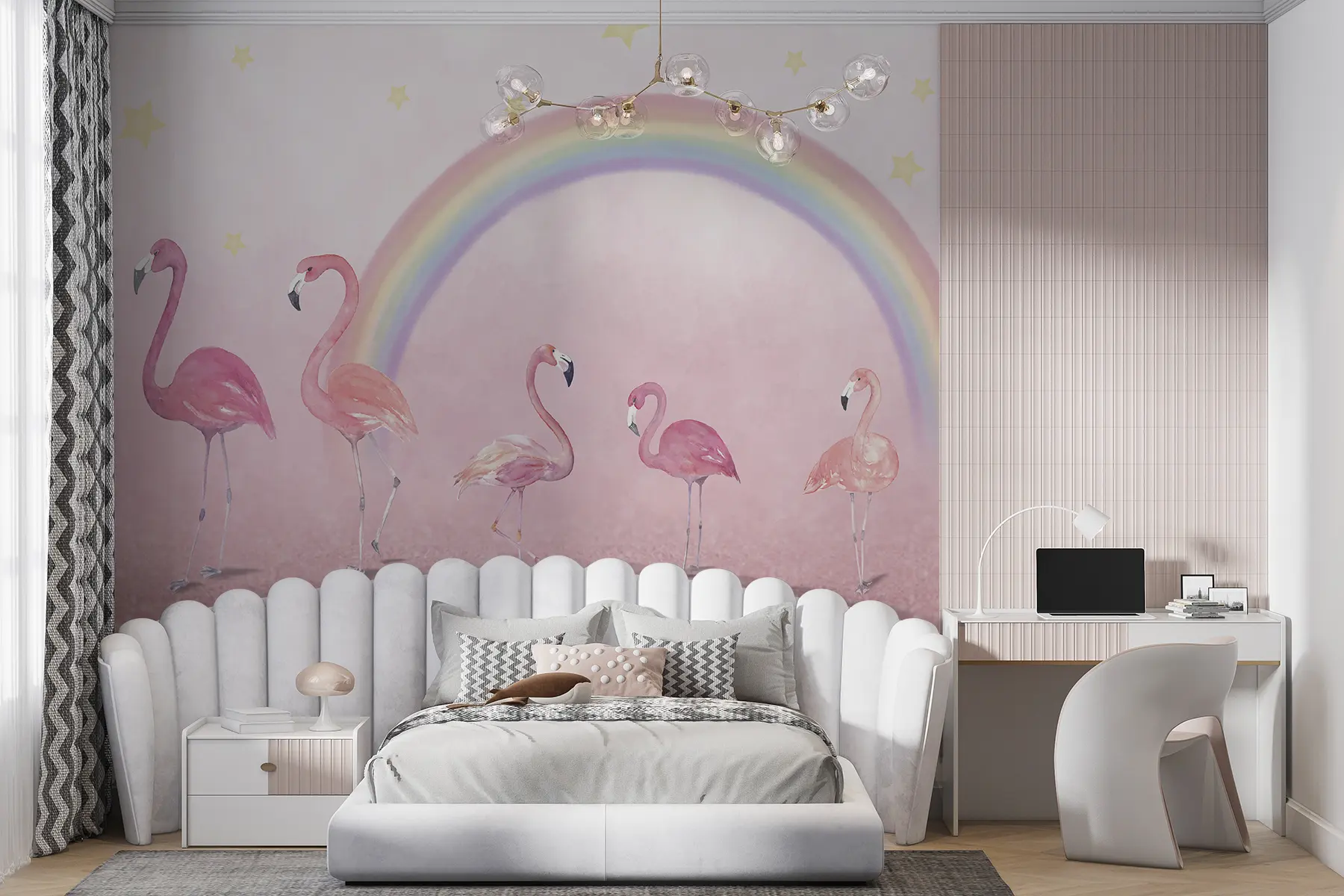 wall murals Bird, rainbow e greater flamingo u29070