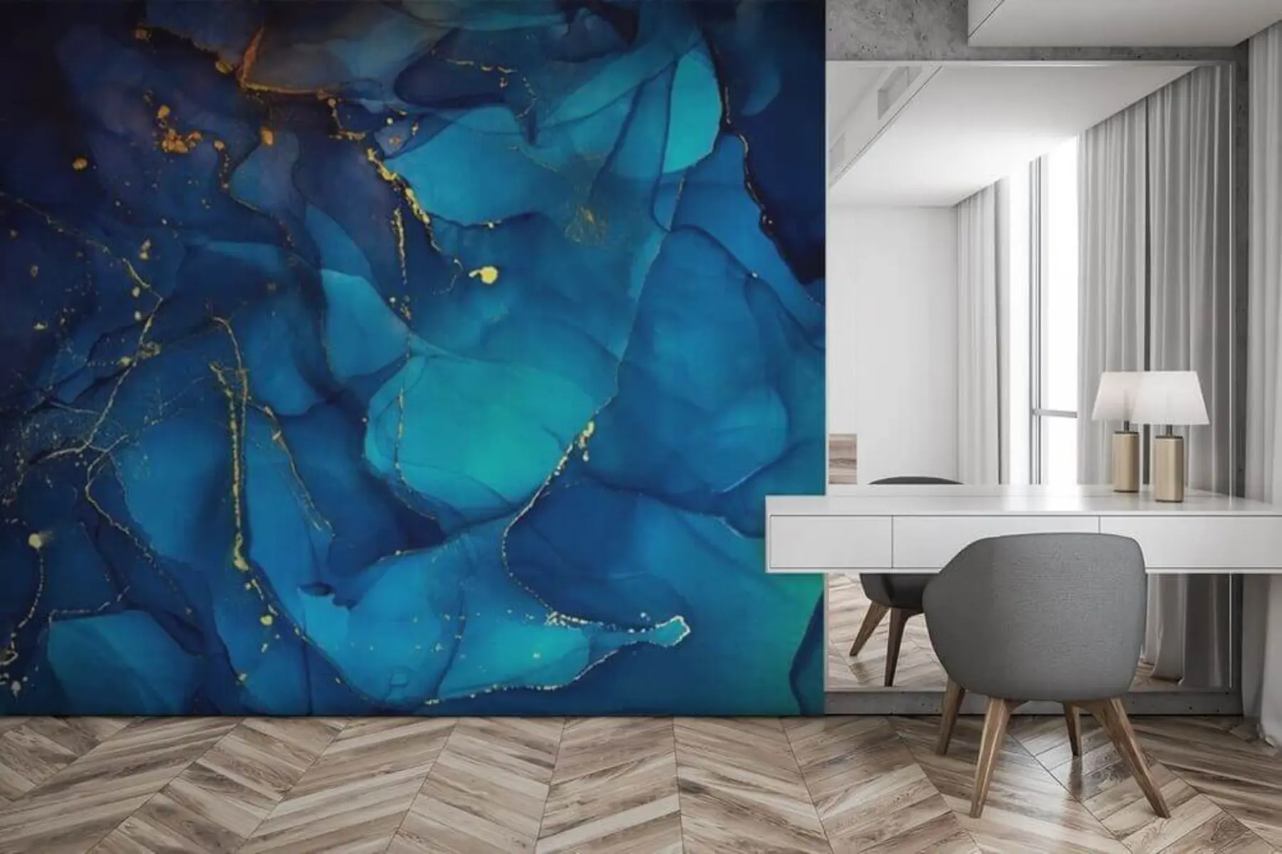 wall murals Liquid, blue e azure u33258